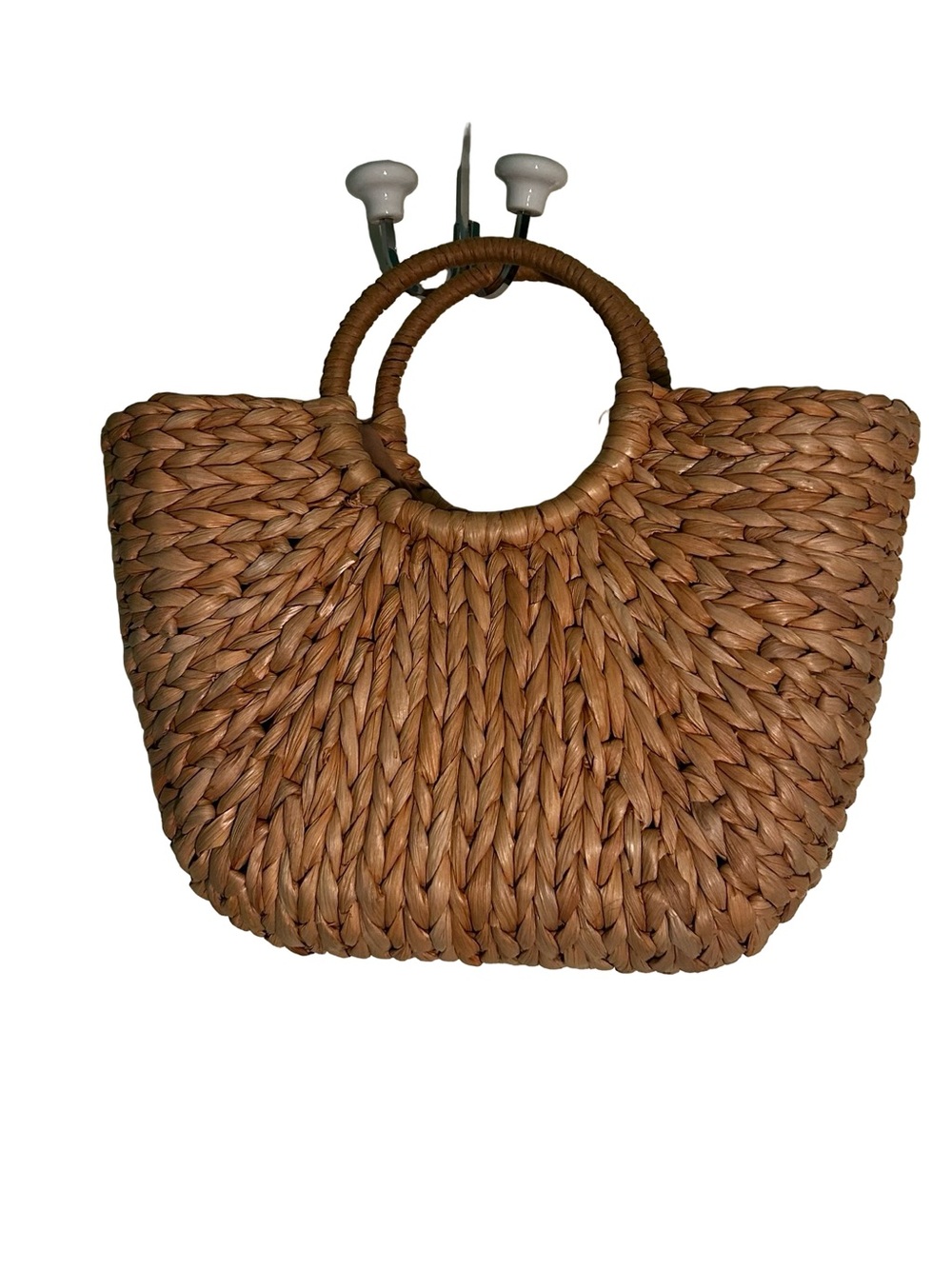 Woven Straw Tote Bag - Natural Brown